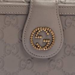 مملوكة مسبقًا محفظة كونتيننتال غوتشي سكارلت جلد غوتشيسيما رمادي