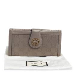 مملوكة مسبقًا محفظة كونتيننتال غوتشي سكارلت جلد غوتشيسيما رمادي