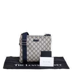 Pre Owned Gucci Beige/Blue Coated Canvas Messenger Bag