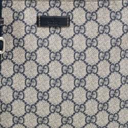Pre Owned Gucci Beige/Blue Coated Canvas Messenger Bag