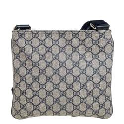 Pre Owned Gucci Beige/Blue Coated Canvas Messenger Bag