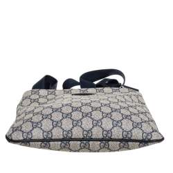 Pre Owned Gucci Beige/Blue Coated Canvas Messenger Bag