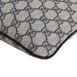 Pre Owned Gucci Beige/Blue Coated Canvas Messenger Bag