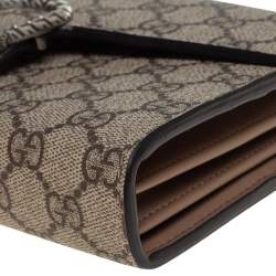 Pre Owned Gucci Beige/Ebony GG Supreme Dionysus Wallet On Chain