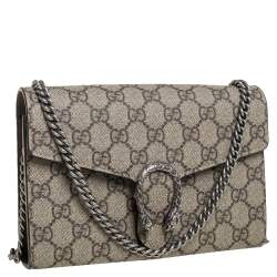 Pre Owned Gucci Beige/Ebony GG Supreme Dionysus Wallet On Chain