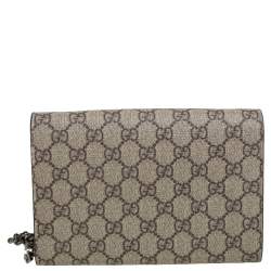 Pre Owned Gucci Beige/Ebony GG Supreme Dionysus Wallet On Chain