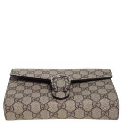 Pre Owned Gucci Beige/Ebony GG Supreme Dionysus Wallet On Chain