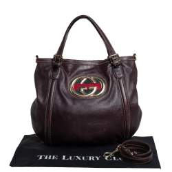 Pre Owned  حقيبة يد غوتشي "بريت"  جي جي جلد بني داكن