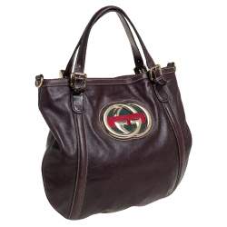 Pre Owned  حقيبة يد غوتشي "بريت"  جي جي جلد بني داكن
