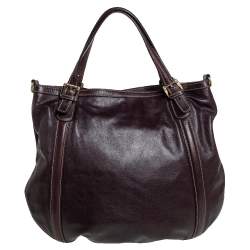 Pre Owned  حقيبة يد غوتشي "بريت"  جي جي جلد بني داكن