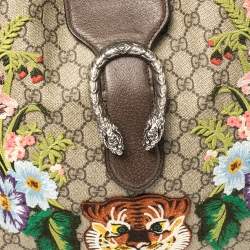 مملوكة مسبقًا Gucci Beige/Ebony GG Supreme Coated Canvas and Leather Embroidered Medium Dionysus Hobo