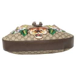 مملوكة مسبقًا Gucci Beige/Ebony GG Supreme Coated Canvas and Leather Embroidered Medium Dionysus Hobo