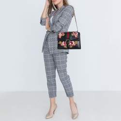 Pre Owned حقيبة كتف غوتشي ديونسوس جلد أسود مورد مطرزة