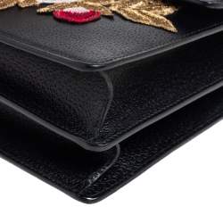 Pre Owned حقيبة كتف غوتشي ديونسوس جلد أسود مورد مطرزة