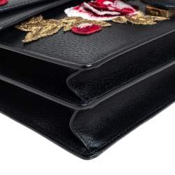 Pre Owned حقيبة كتف غوتشي ديونسوس جلد أسود مورد مطرزة