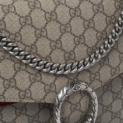 Pre Owned Gucci Beige/Red GG Supreme Canvas Medium Dionysus Shoulder Bag