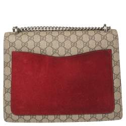 Pre Owned Gucci Beige/Red GG Supreme Canvas Medium Dionysus Shoulder Bag