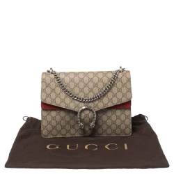 Pre Owned Gucci Beige/Red GG Supreme Canvas Medium Dionysus Shoulder Bag