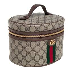 Pre Owned Gucci Beige/Brown GG Coated Canvas Ophidia Cosmetic Case
