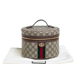 Pre Owned Gucci Beige/Brown GG Coated Canvas Ophidia Cosmetic Case