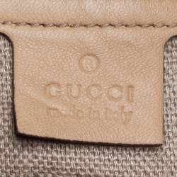 Pre Owned Gucci Beige Suede and Raffia Embroidered Peggy Bamboo Hobo