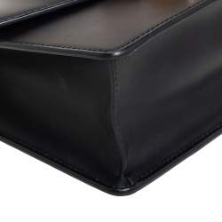 Pre Owned Gucci Black Leather Mini Web Chain Sylvie Shoulder Bag