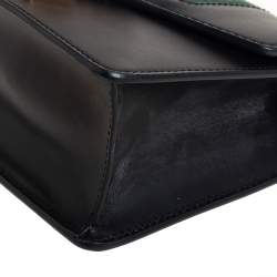 Pre Owned Gucci Black Leather Mini Web Chain Sylvie Shoulder Bag