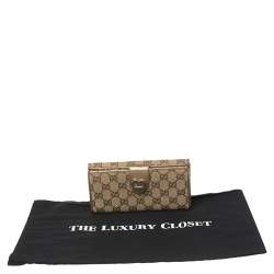 مملوكة مسبقًا Gucci Beige/Metallic GG Canvas and Leather Continental Wallet