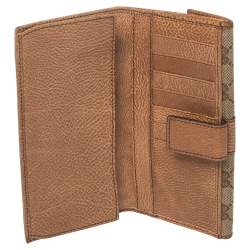 Pre Owned Gucci Beige/Tan GG Canvas and Leather Continental Wallet