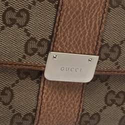 Pre Owned Gucci Beige/Tan GG Canvas and Leather Continental Wallet