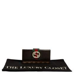 مملوكة مسبقًا Gucci Beige/Ebony GG Canvas and Leather Web Continental Wallet