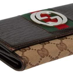 مملوكة مسبقًا Gucci Beige/Ebony GG Canvas and Leather Web Continental Wallet