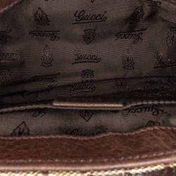 Pre Owned Gucci Brown GG Crystal Canvas Babouska Baguette Bag