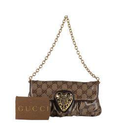 Pre Owned Gucci Brown GG Crystal Canvas Babouska Baguette Bag