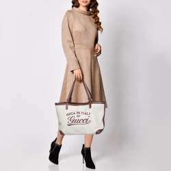 مملوكة مسبقًا Gucci Brown/Beige Canvas and Leather Medium Craft Tote