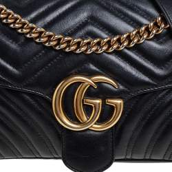 Pre Owned حقيبة كتف غوتشي مارمونت جلد ماتيلاس أسود صغيرة 