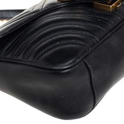 Pre Owned حقيبة كتف غوتشي مارمونت جلد ماتيلاس أسود صغيرة 