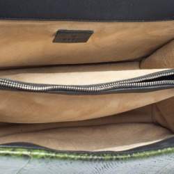 Pre Owned Gucci Beige/Green GG Supreme Canvas and Python Dionysus Medium Shoulder Bag
