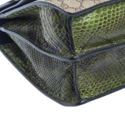 Pre Owned Gucci Beige/Green GG Supreme Canvas and Python Dionysus Medium Shoulder Bag