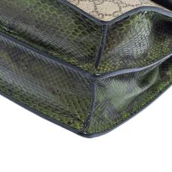 Pre Owned Gucci Beige/Green GG Supreme Canvas and Python Dionysus Medium Shoulder Bag