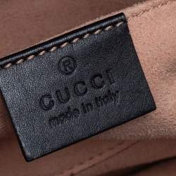 Pre Owned Gucci Black Smooth Leather Mini Nymphaea Bamboo Top Handle Bag