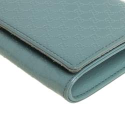 Pre Owned Gucci Mint Green Microguccissima Patent Leather Broadway Evening Clutch