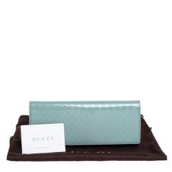 Pre Owned Gucci Mint Green Microguccissima Patent Leather Broadway Evening Clutch