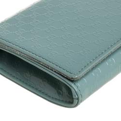 Pre Owned Gucci Mint Green Microguccissima Patent Leather Broadway Evening Clutch