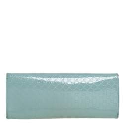 Pre Owned Gucci Mint Green Microguccissima Patent Leather Broadway Evening Clutch