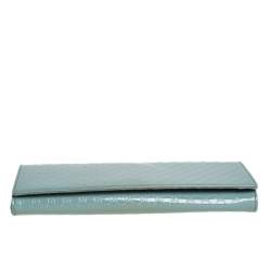 Pre Owned Gucci Mint Green Microguccissima Patent Leather Broadway Evening Clutch