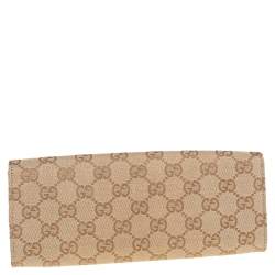 Gucci Beige/Gold GG Canvas and Leather Continental Wallet