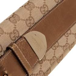 Gucci Beige/Gold GG Canvas and Leather Continental Wallet