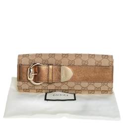 Gucci Beige/Gold GG Canvas and Leather Continental Wallet