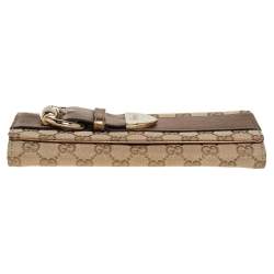 Gucci Beige/Gold GG Canvas and Leather Continental Wallet